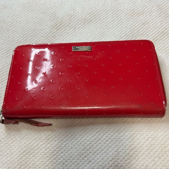 Kate Spade Embossed Patent Leather Zip Around Wallet - Picture 1 of 14